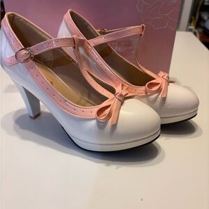 Pixie Cove White and Pink Mary Jane Heels. New in box.